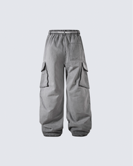 Washed Grey Multi-Pocket Cargo Pants