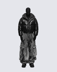 Glossy Fleece-Lined Puffer Jacket