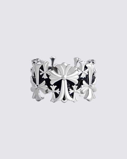 Vintage Distressed Cross Ring