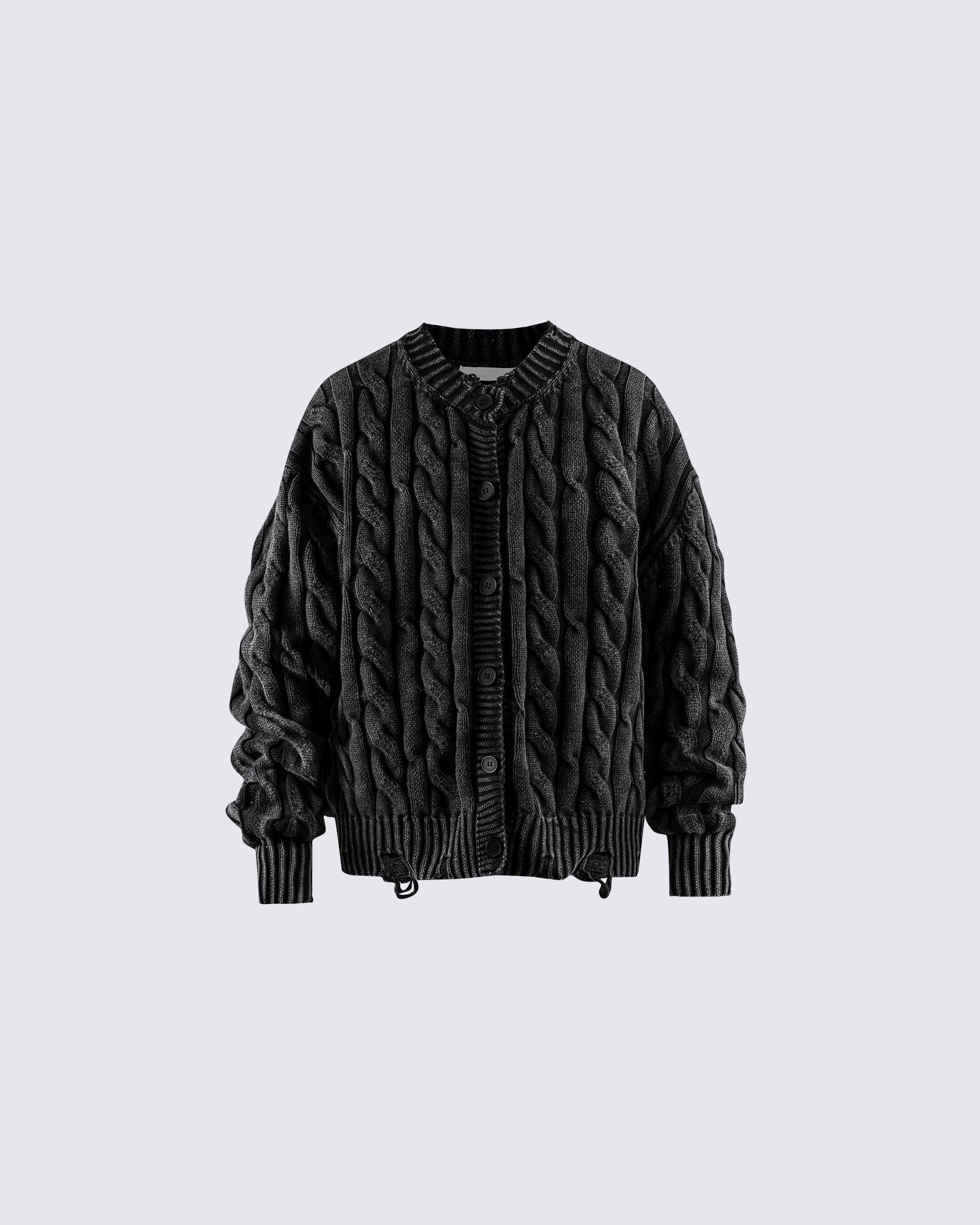 Autumn Winter New Cable Knit Button-Up Sweater