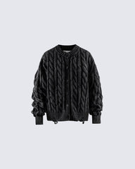 Autumn Winter New Cable Knit Button-Up Sweater