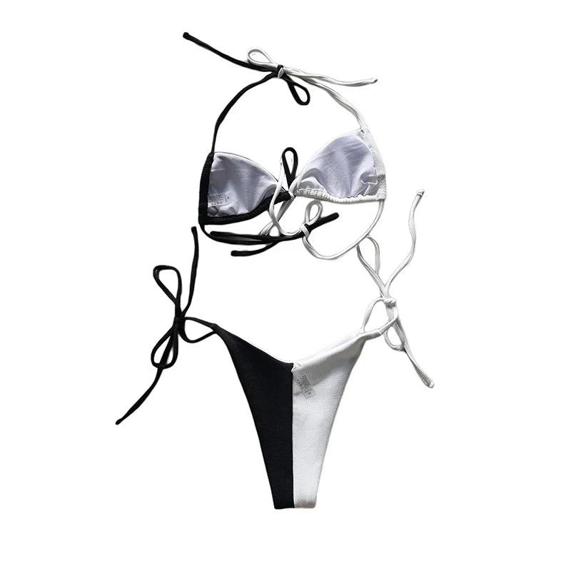 Goth Black And White Bikinis