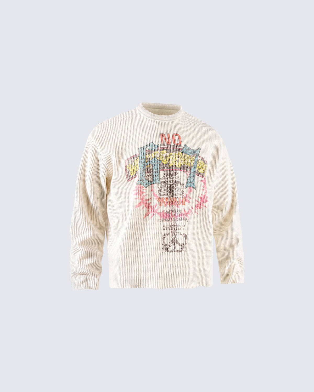 Graphic Printed Waffle Knit Sweatshirt