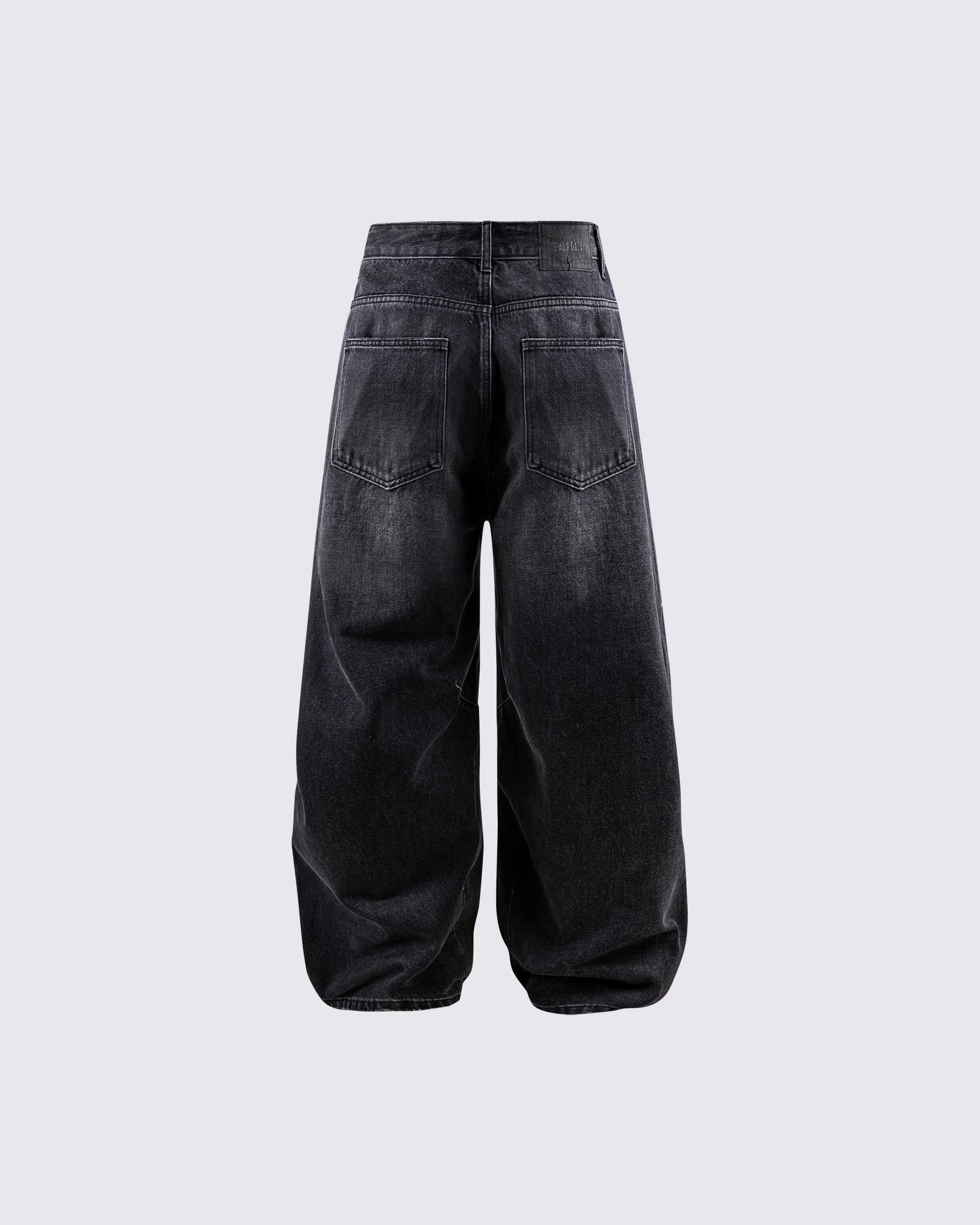 Washed Black Wide-Leg Jeans