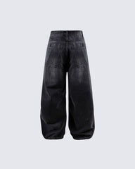 Washed Black Wide-Leg Jeans