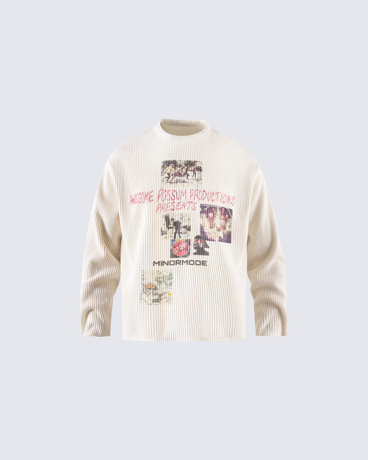 Graphic Printed Waffle Knit Sweatshirt