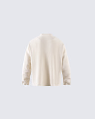 Graphic Printed Waffle Knit Sweatshirt
