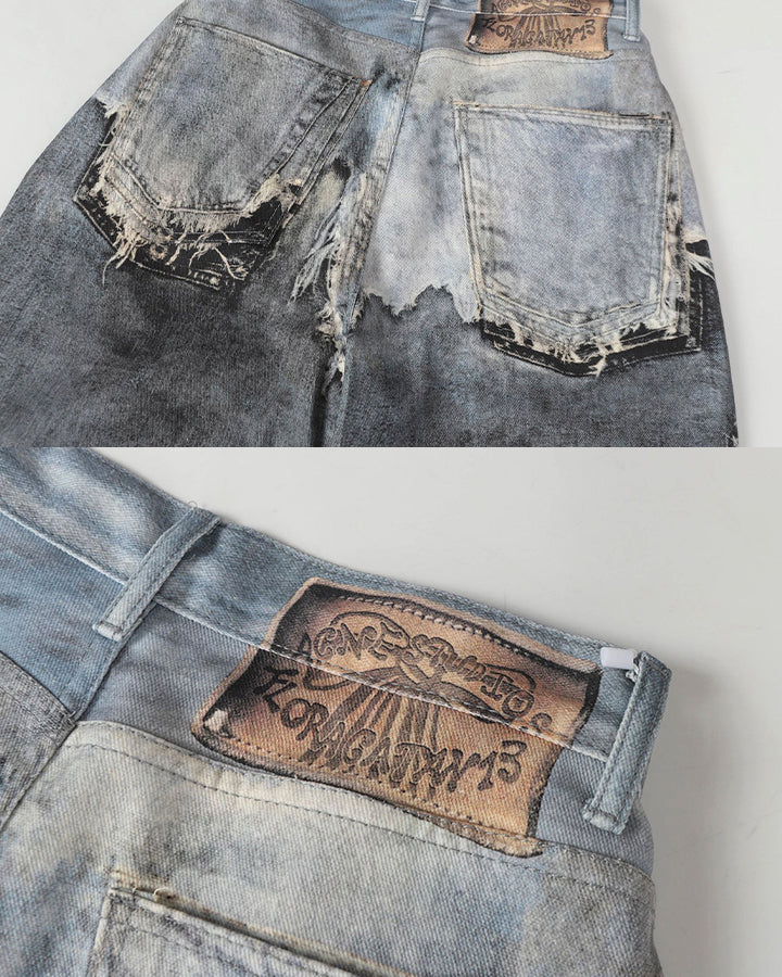 Vintage Destroyed Wide-Leg Jeans