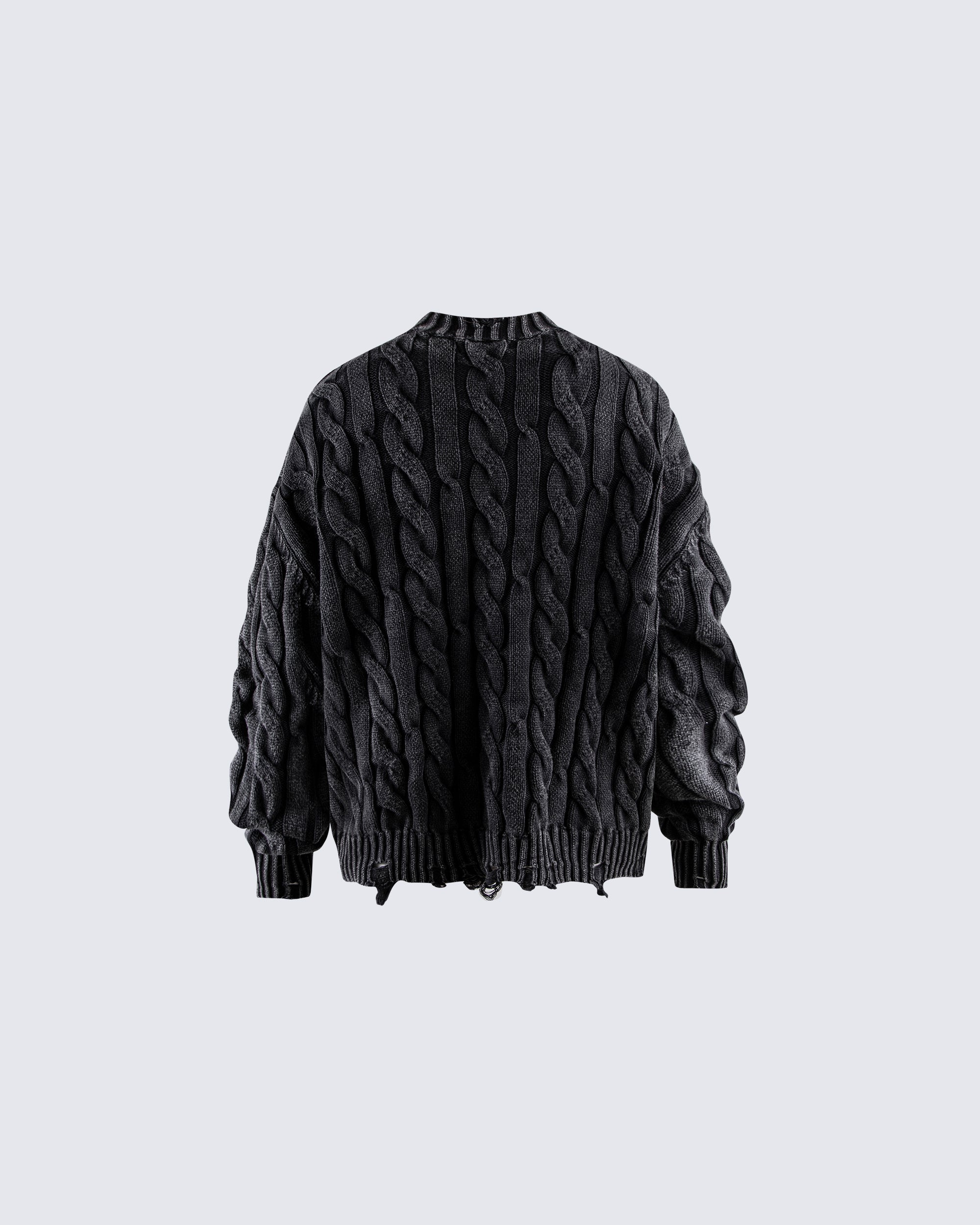 Autumn Winter New Cable Knit Button-Up Sweater
