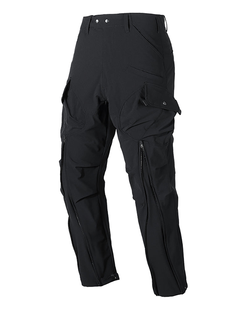 Laminated Zipper Black Cargo Pants