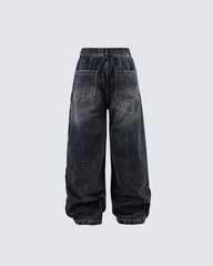 Multi-Pocket Wide-Leg Denim Pants