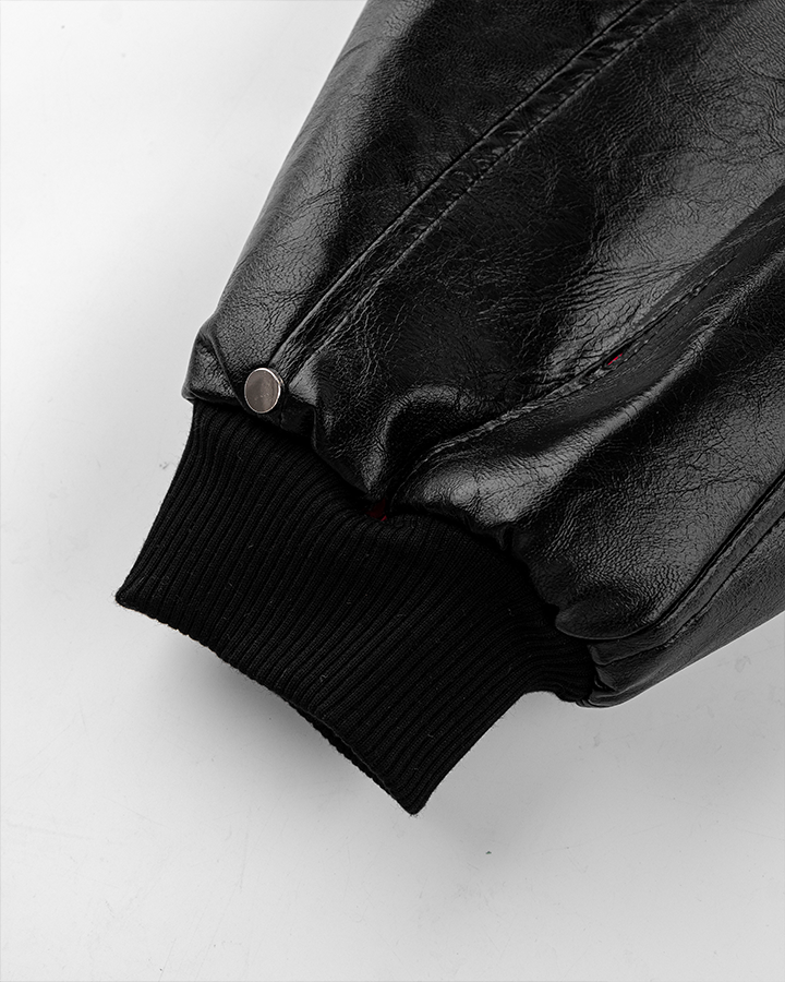 Rivet Accent Faux Leather Bomber Jacket
