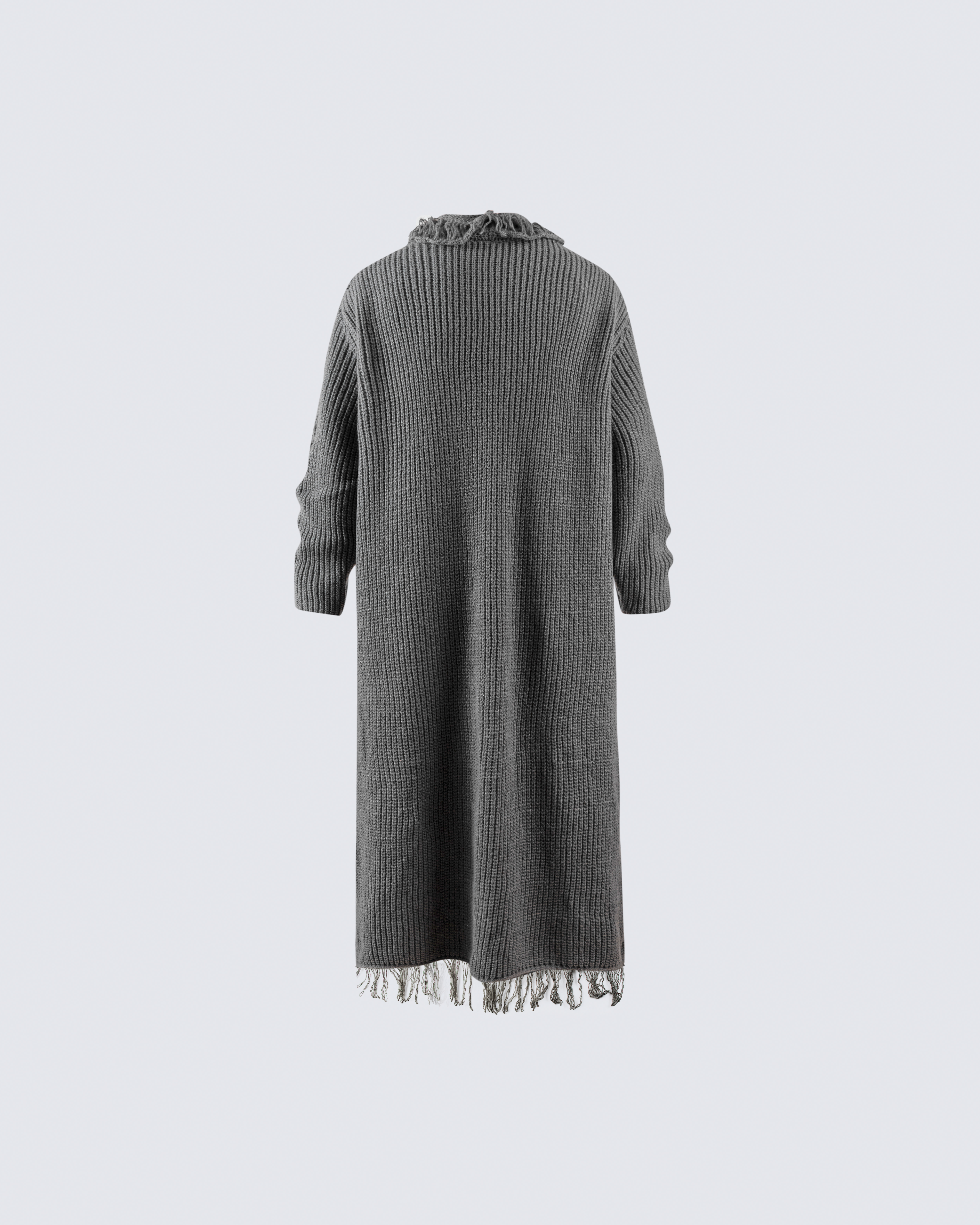 Distressed Long Knit Cardigan Coat