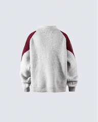 Retro Graphic Zip-Up Knit Jacket