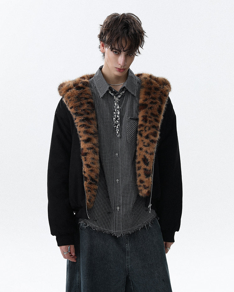 Faux Fur Collar and Ears Hooded Zip-Up Jacket