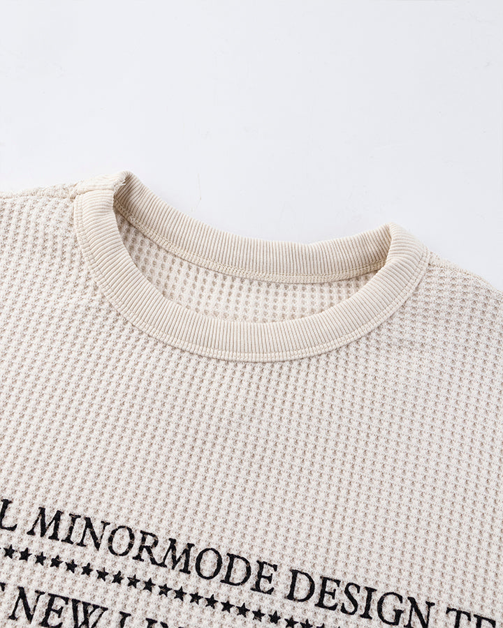 Graphic Printed Waffle Knit Sweatshirt