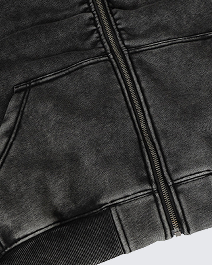Washed Arc-Sleeve Hoodie