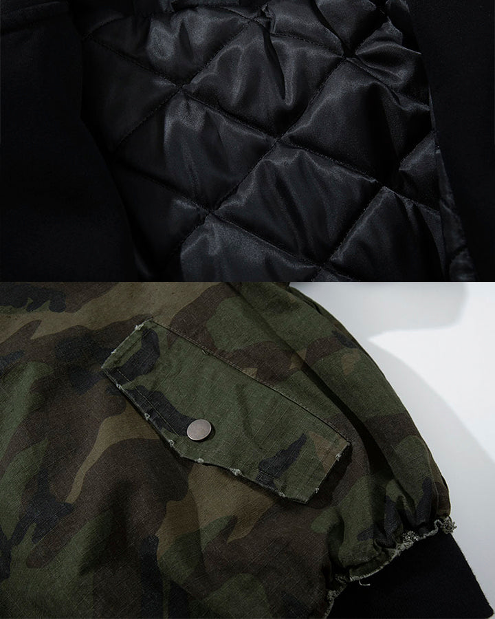 Camouflage Hooded Bomber Jacket
