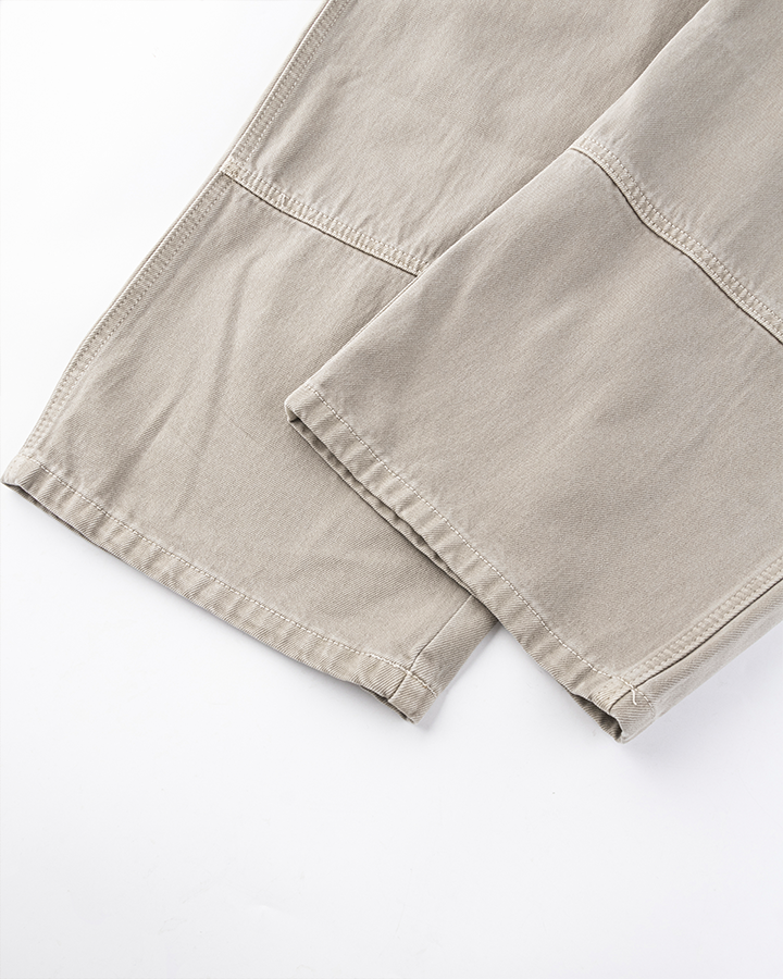 Khaki Wide-Leg Utility Pants