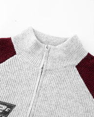 Retro Graphic Zip-Up Knit Jacket