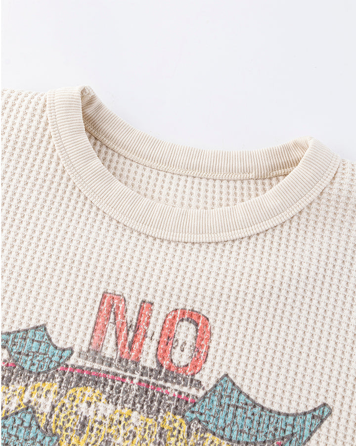 Graphic Printed Waffle Knit Sweatshirt