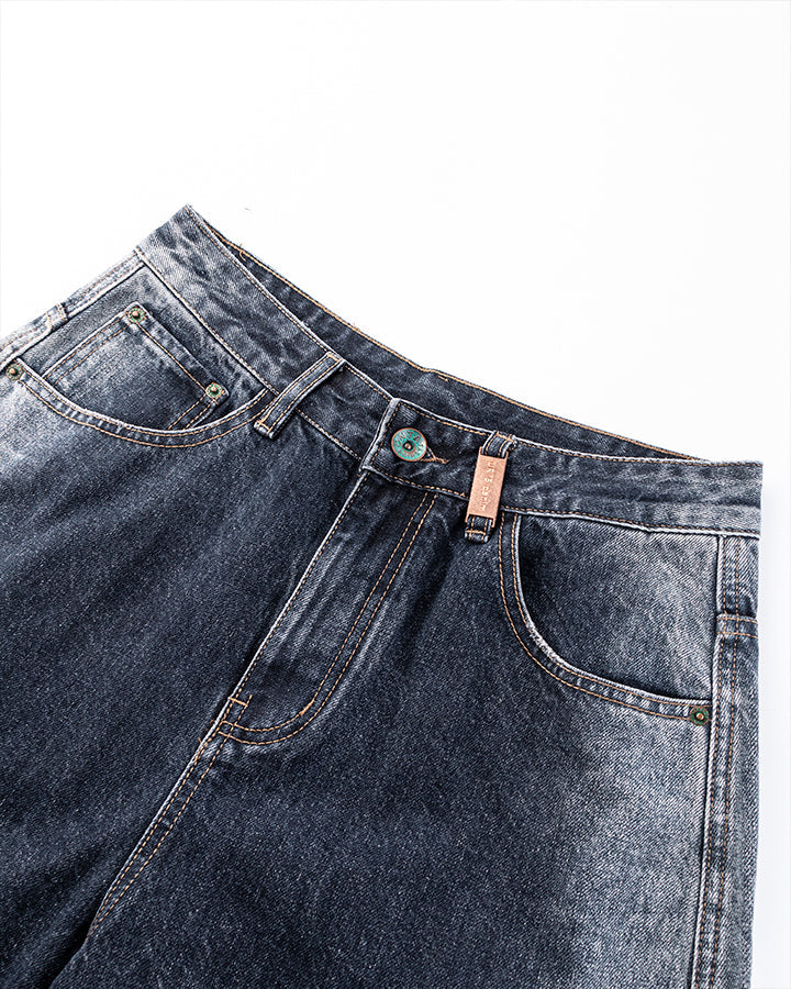 Autumn Winter New Vintage Washed Wide-Leg Jeans