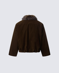 Faux Fur Trimmed Zip-Up Jacket