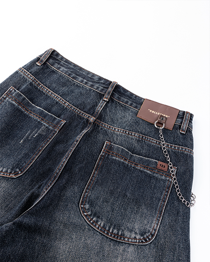 Dark Wash Wide-Leg Denim Pants