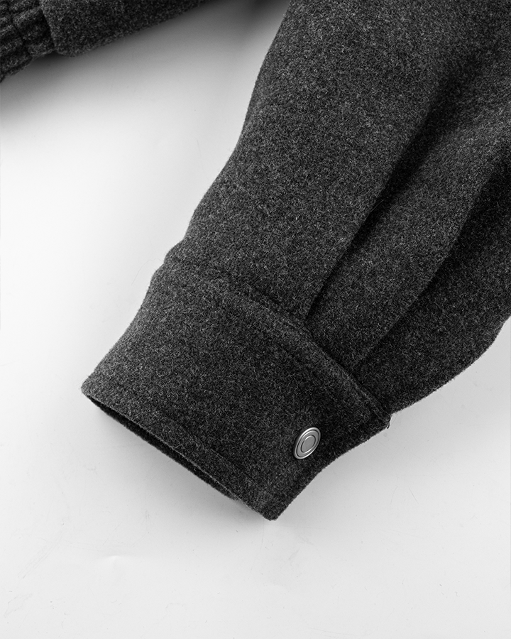Woolen Stand Collar Bomber Jacket