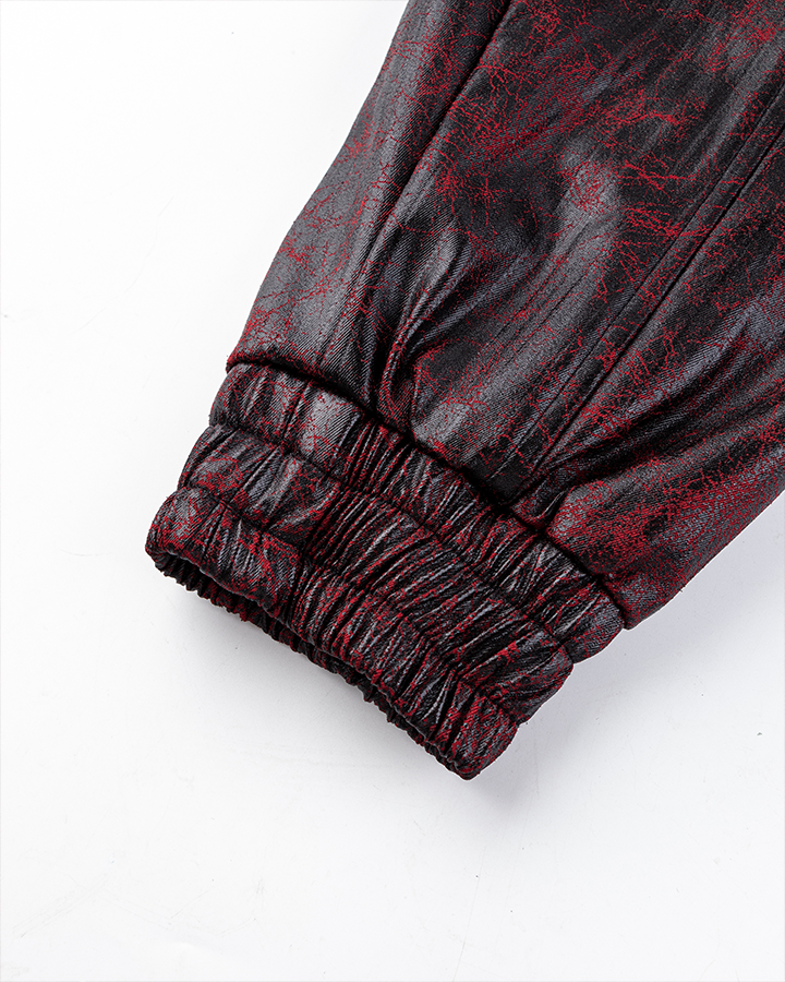 Vintage Burnished PU Leather Zip-Up Jacket