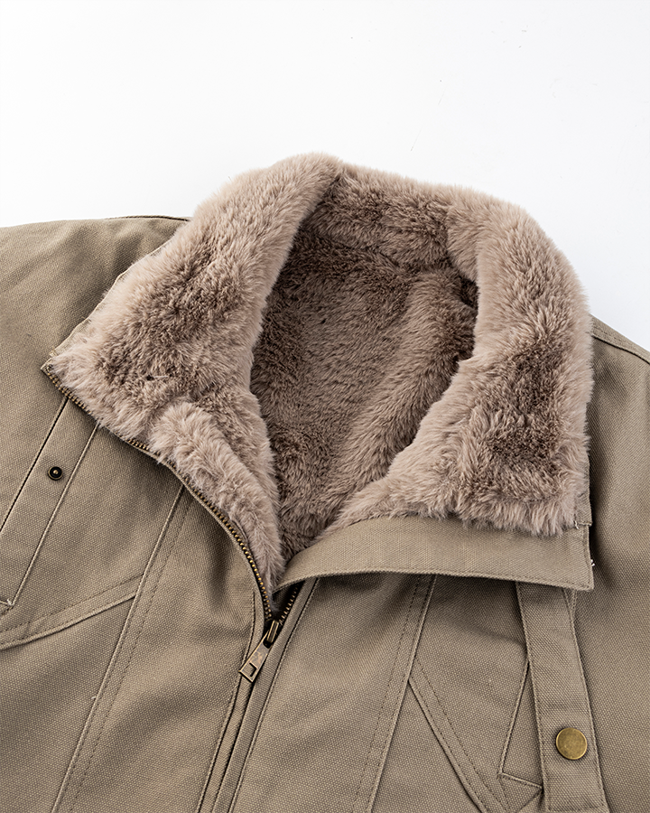 Fleece-Lined Vintage Workwear Jacket