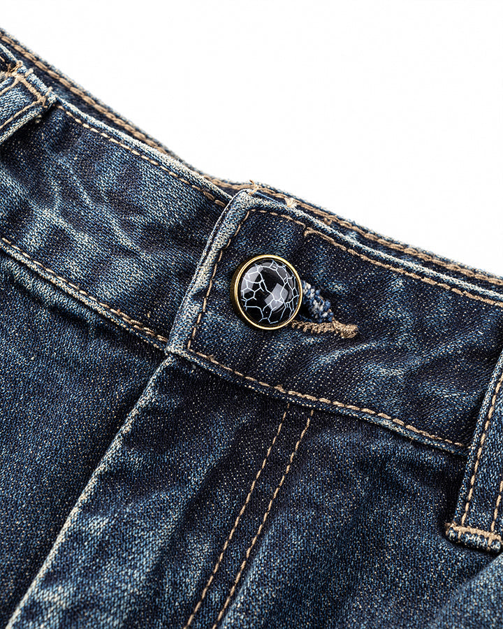 Winter New Vintage Washed Panel Wide-Leg Jeans