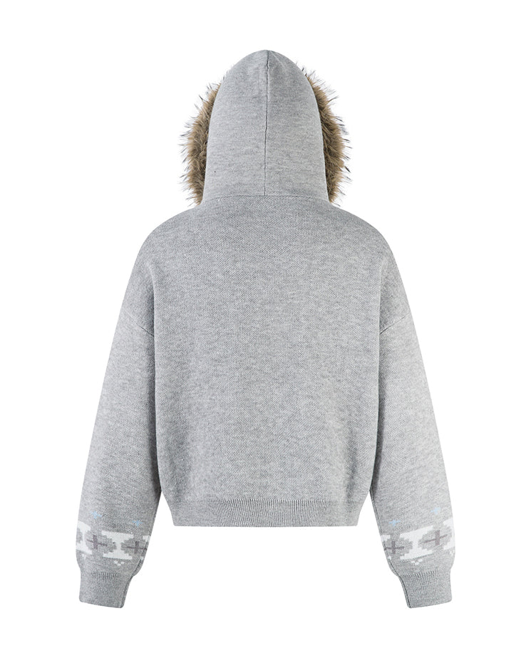 Christmas Style Furry Hood Sweatshirt