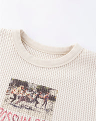 Graphic Printed Waffle Knit Sweatshirt