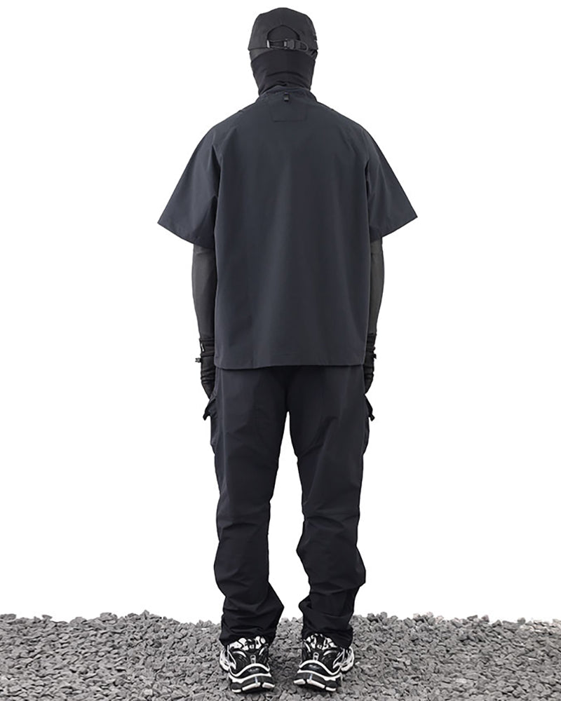 Laminated Zipper Black Cargo Pants