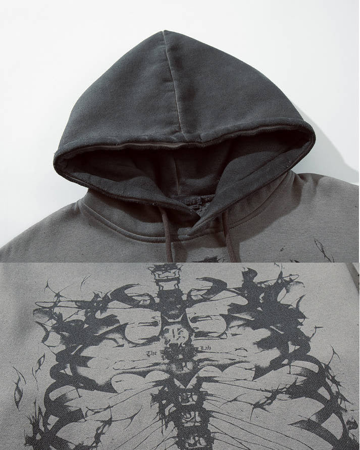 Autumn Winter Gradient Skeleton Print Hoodie