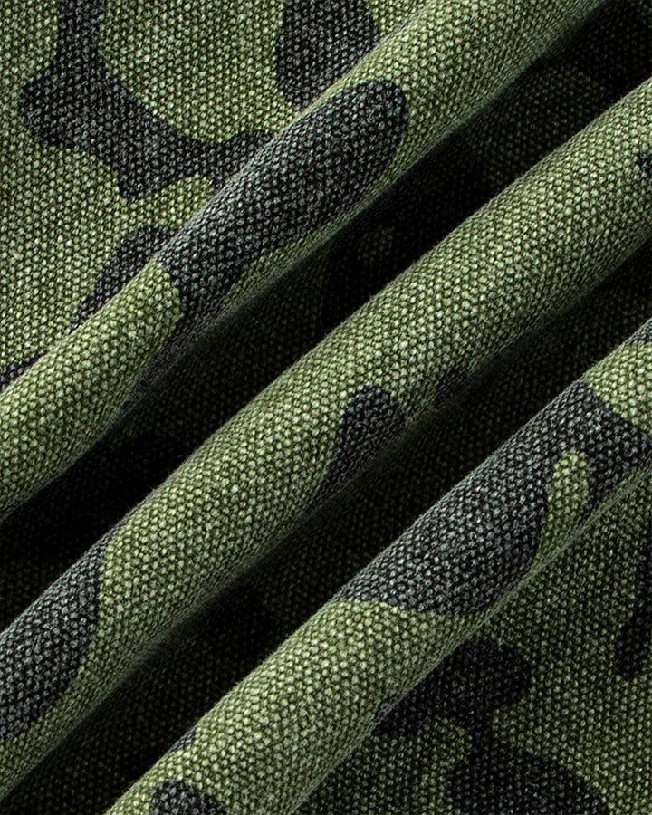 Green Camo Wide-Leg Denim Pants