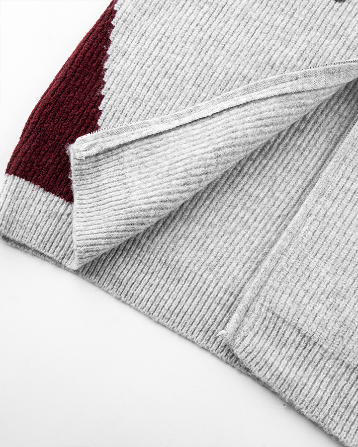 Retro Graphic Zip-Up Knit Jacket