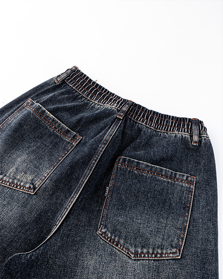 Multi-Pocket Wide-Leg Denim Pants