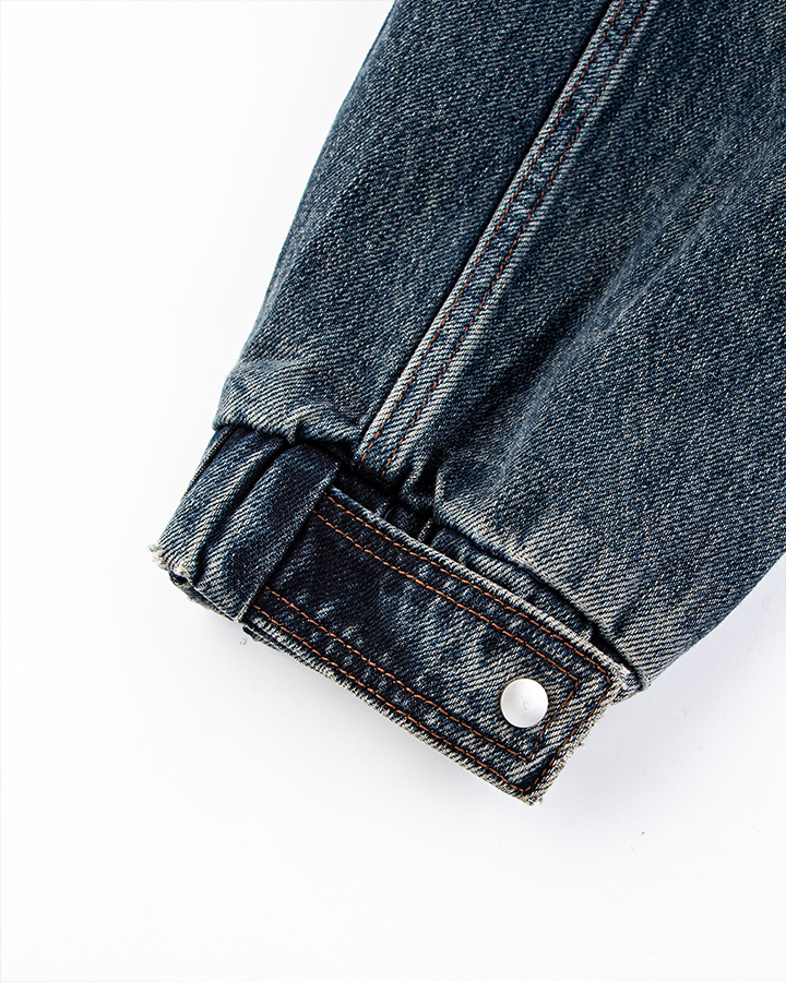 Vintage Washed Denim Zip-Up Jacket