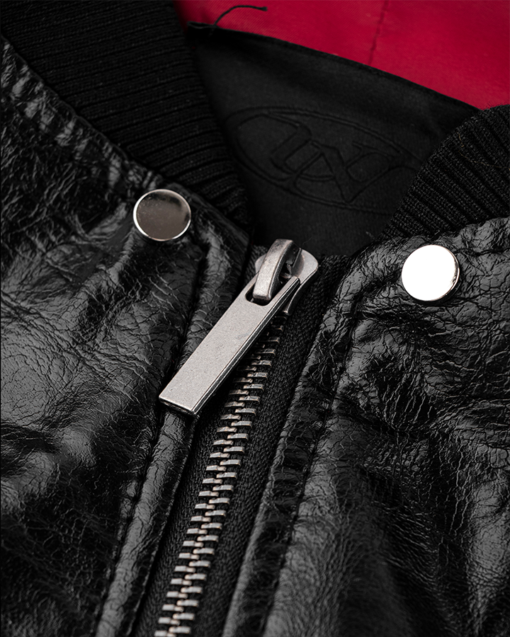 Rivet Accent Faux Leather Bomber Jacket