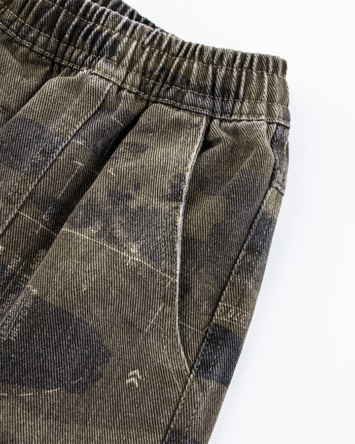 Washed Camo Multi-Pocket Cargo Pants