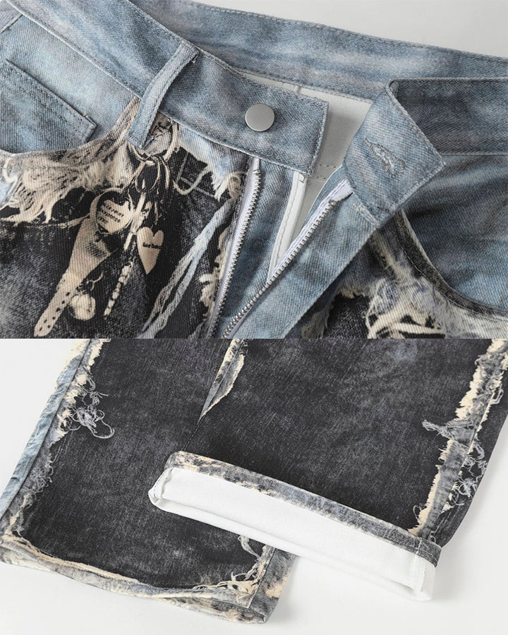 Vintage Destroyed Wide-Leg Jeans