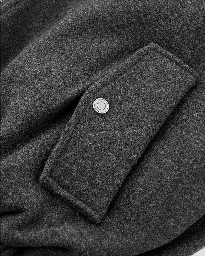 Woolen Stand Collar Bomber Jacket