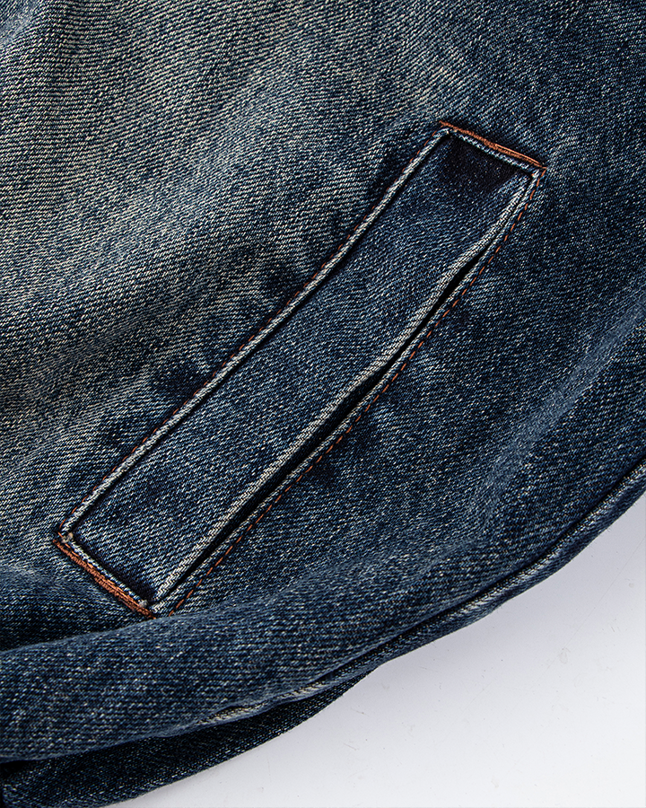 Vintage Washed Denim Zip-Up Jacket