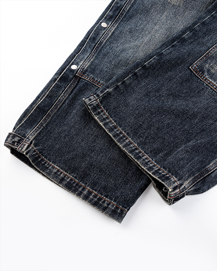 Multi-Pocket Wide-Leg Denim Pants