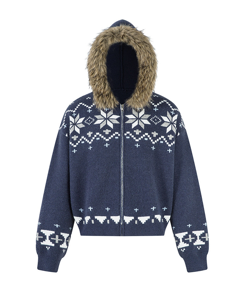 Christmas Style Furry Hood Sweatshirt
