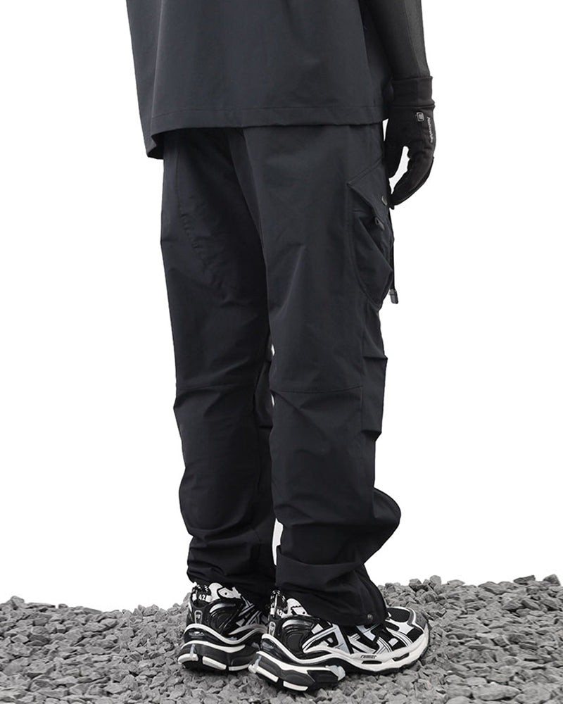 Laminated Zipper Black Cargo Pants