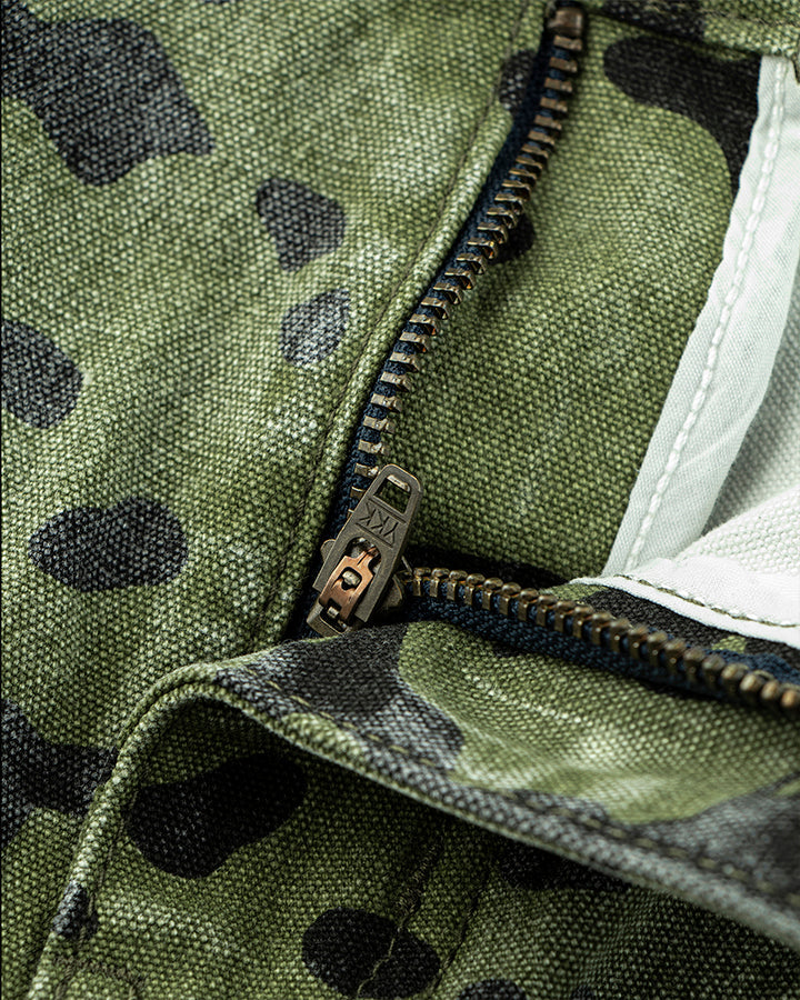 Green Camo Wide-Leg Denim Pants