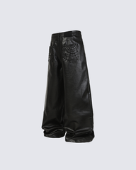 Wide-Leg Faux Leather Pants